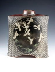 John bedding bottle vase with cranes design in mashiko Museum permanent collection