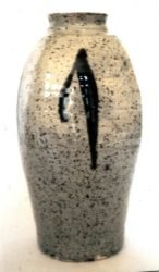 John bedding stoneware vase – glazed on white slip and pour decoration made at the Leach pottery